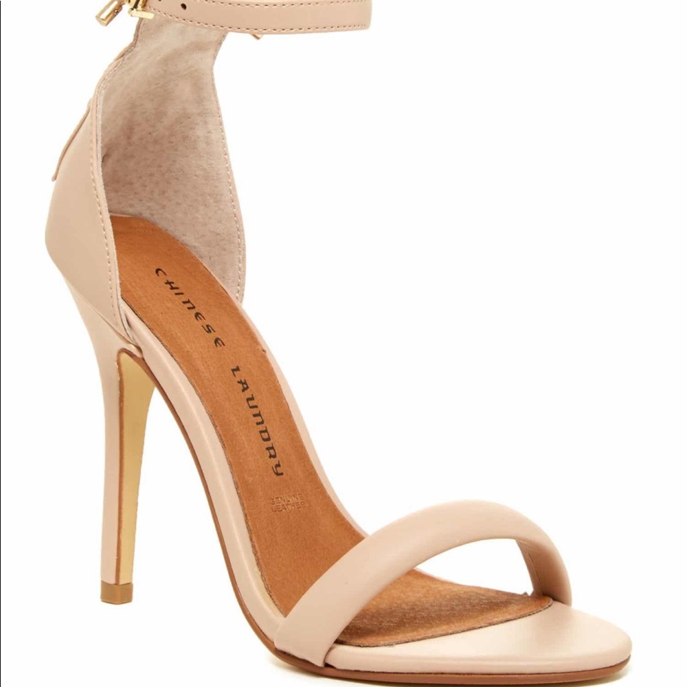 Nude lace detail heeled sandal